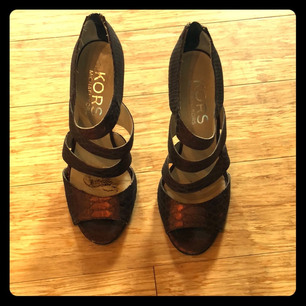 KORS Michael Kors Bronze Strappy Heels
